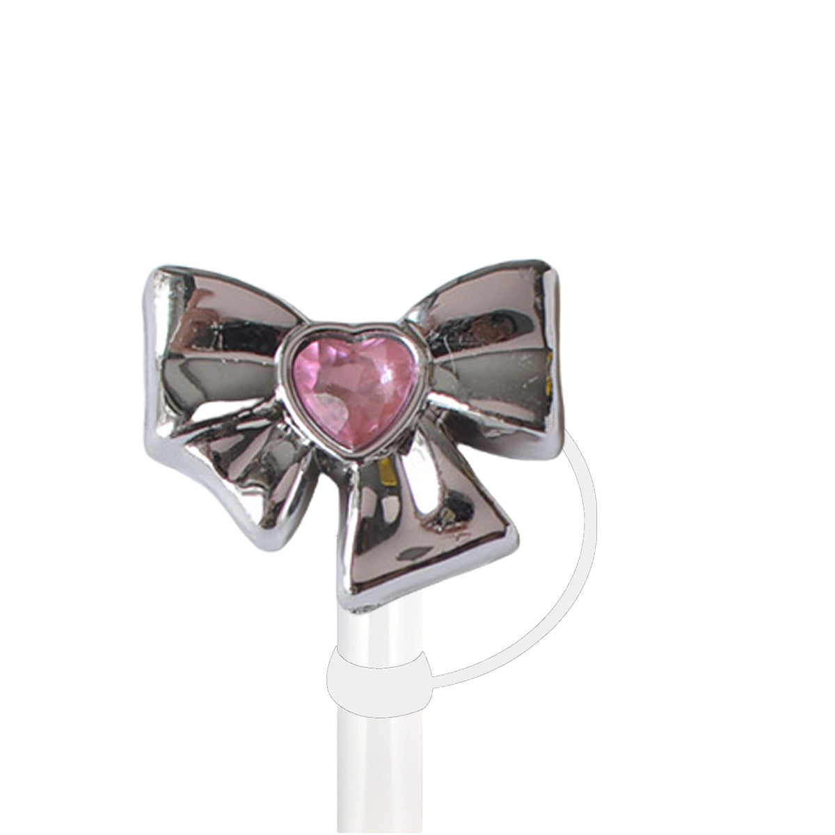 Wholesale 5pcs/pack 10mm Electroplated Metal Pink Diamond Series Straw Cap